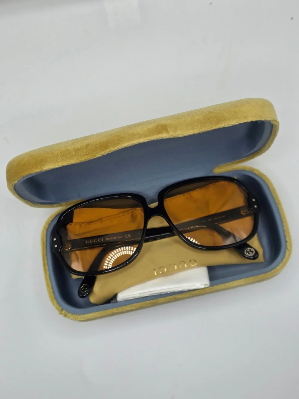 Vintage Gucci Black Frame Sunglasses with Amber Lenses